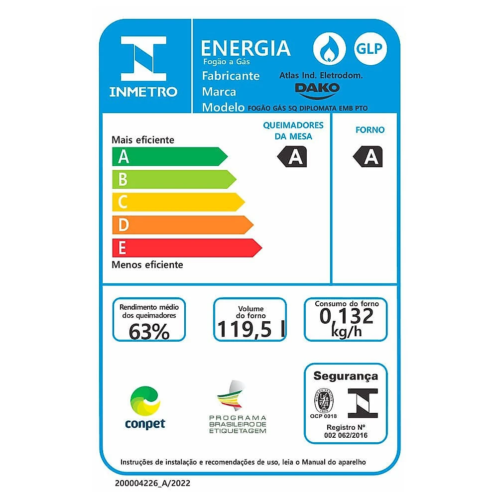 Fogão de Embutir 5 Bocas com Mesa de Vidro Diplomata Bivolt Dako Preto - Bivolt