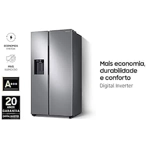 Geladeira Samsung Side by Side RS60 628 Litros com Dispenser de Água e Gelo Inox 110V
