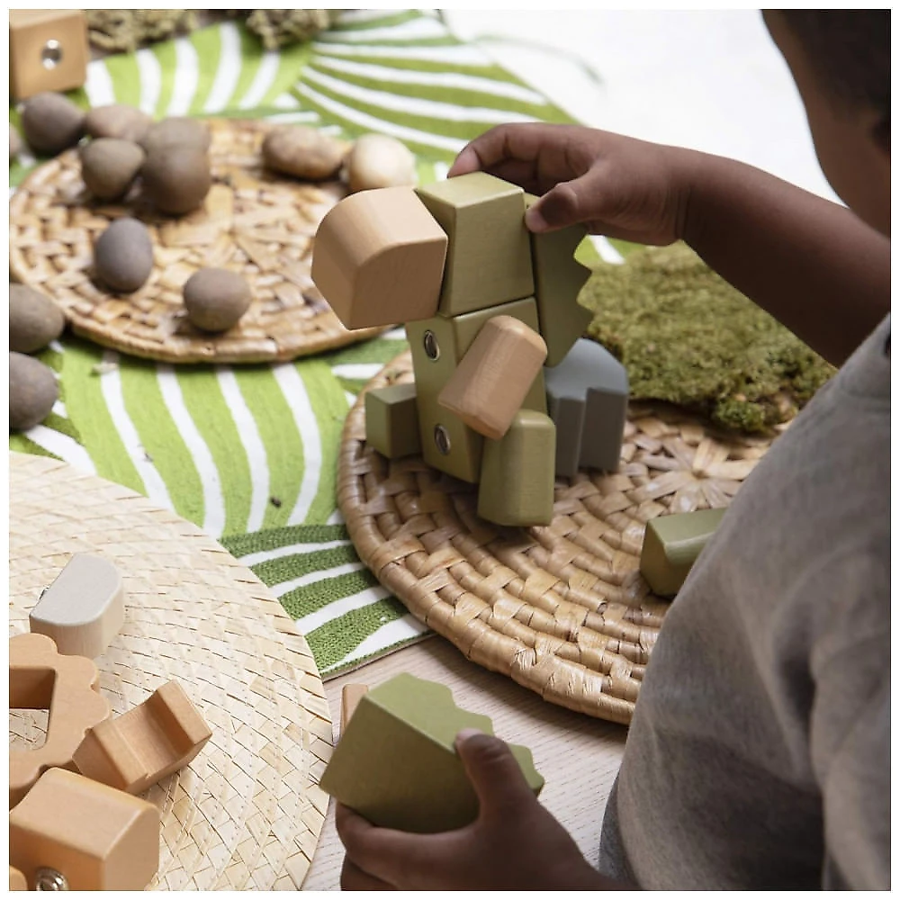 Conjunto de blocos animais encaixáveis Guidecraft Snap Block Animals com 33 peças em madeira faia