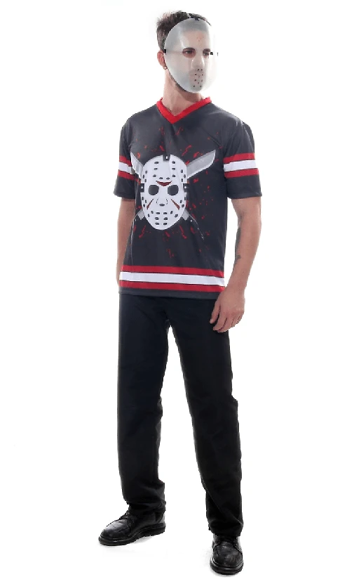 Fantasia Jason Masculino Camiseta Adulto com Máscara - Halloween