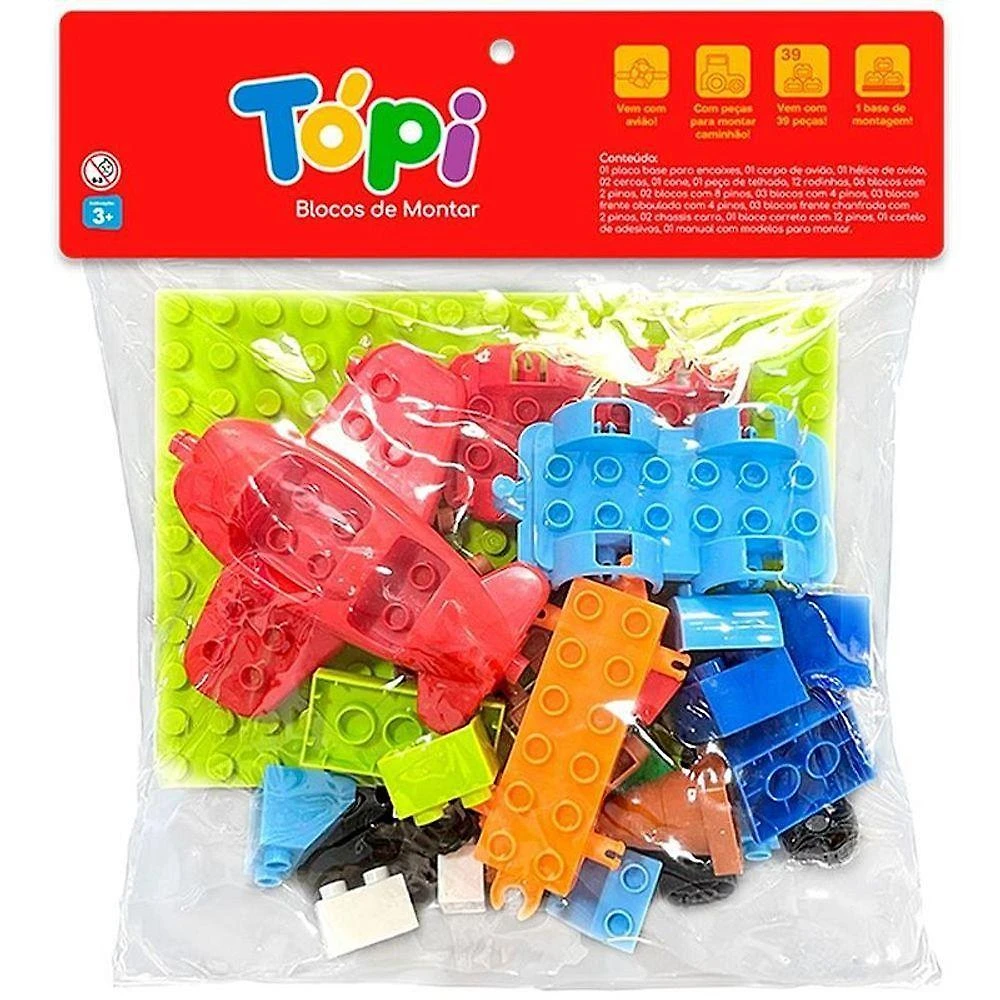 Brinquedo de Montar Topi Blocos Base 39 e 130 Peças Cardoso Toys