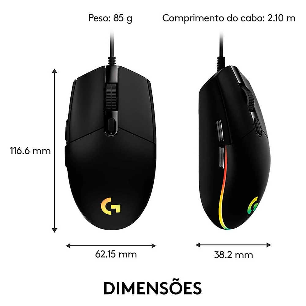 Mouse Gamer G203 Lightsync RGB 6 Botões Até 8.000 DPI Logitech