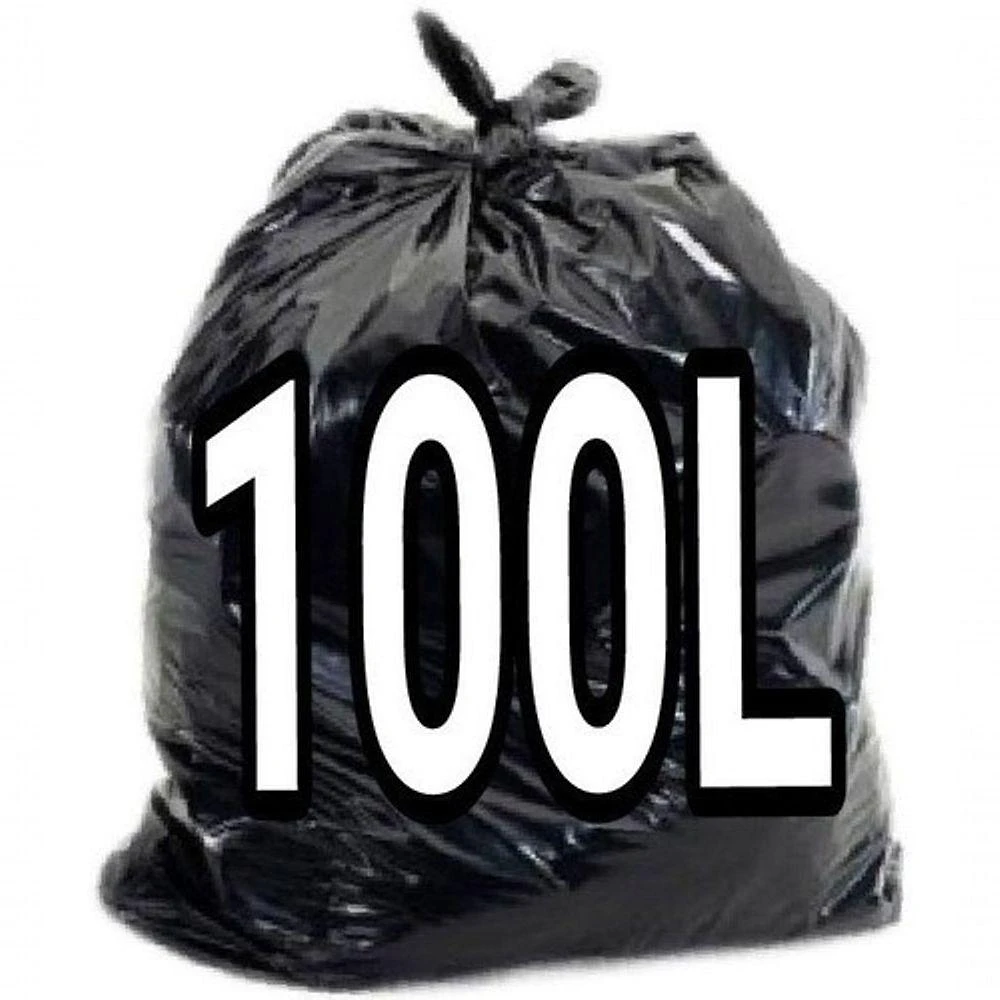 Saco para Lixo 100 Litros Reforçado Parede Dupla Preto 100 Unidades Higipack