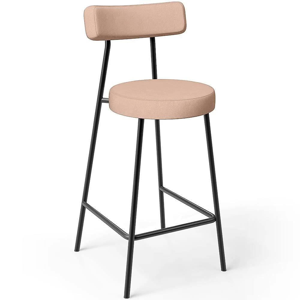 Kit 02 Banquetas Baixa Para Cozinha Sala De Jantar Bar Bancada Milão L02 Linho Rosê