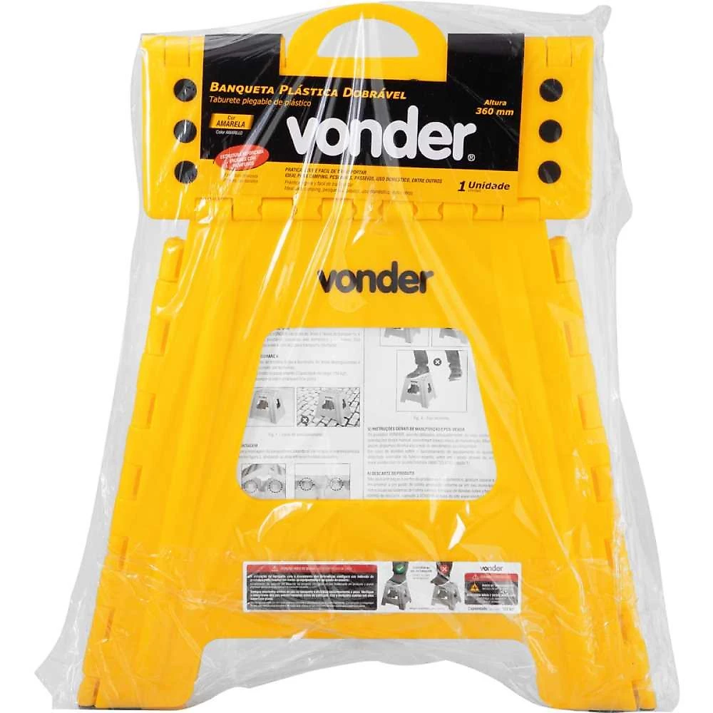 Banqueta plástica dobrável 360 mm amarela vonder