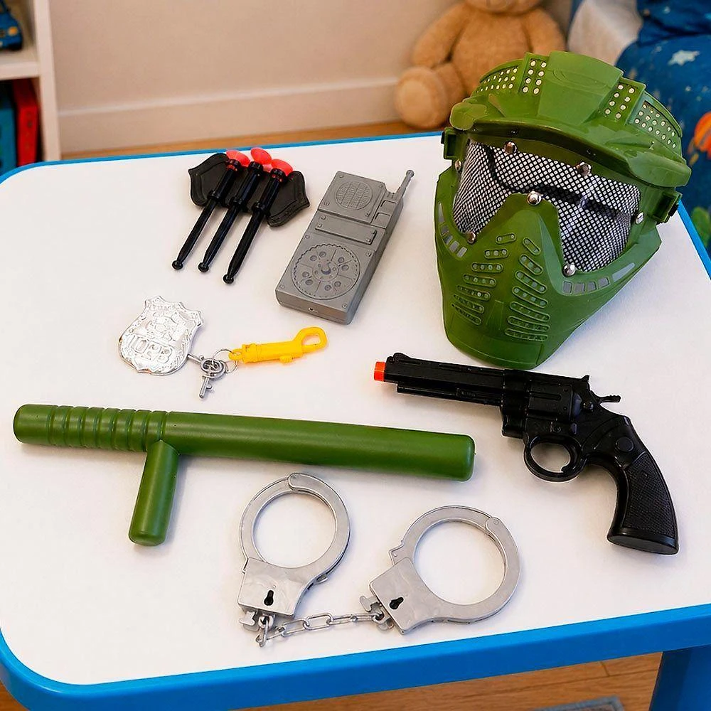 Kit Brinquedo Militar Infantil Soldado Tático com Máscara Verde