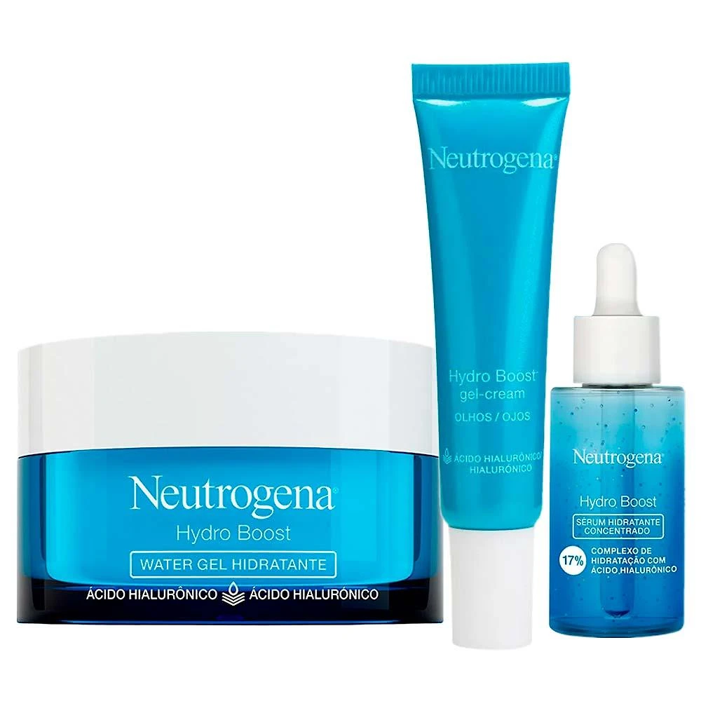 Neutrogena hydro boost kit – gel hidratante facial + gel creme para olhos + sérum