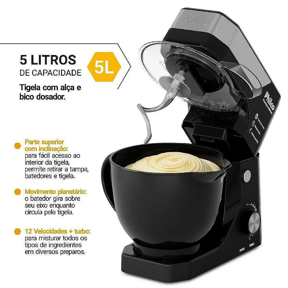 Batedeira Planetária Philco Concept 5L 900W Turbo PBP90A - 220V