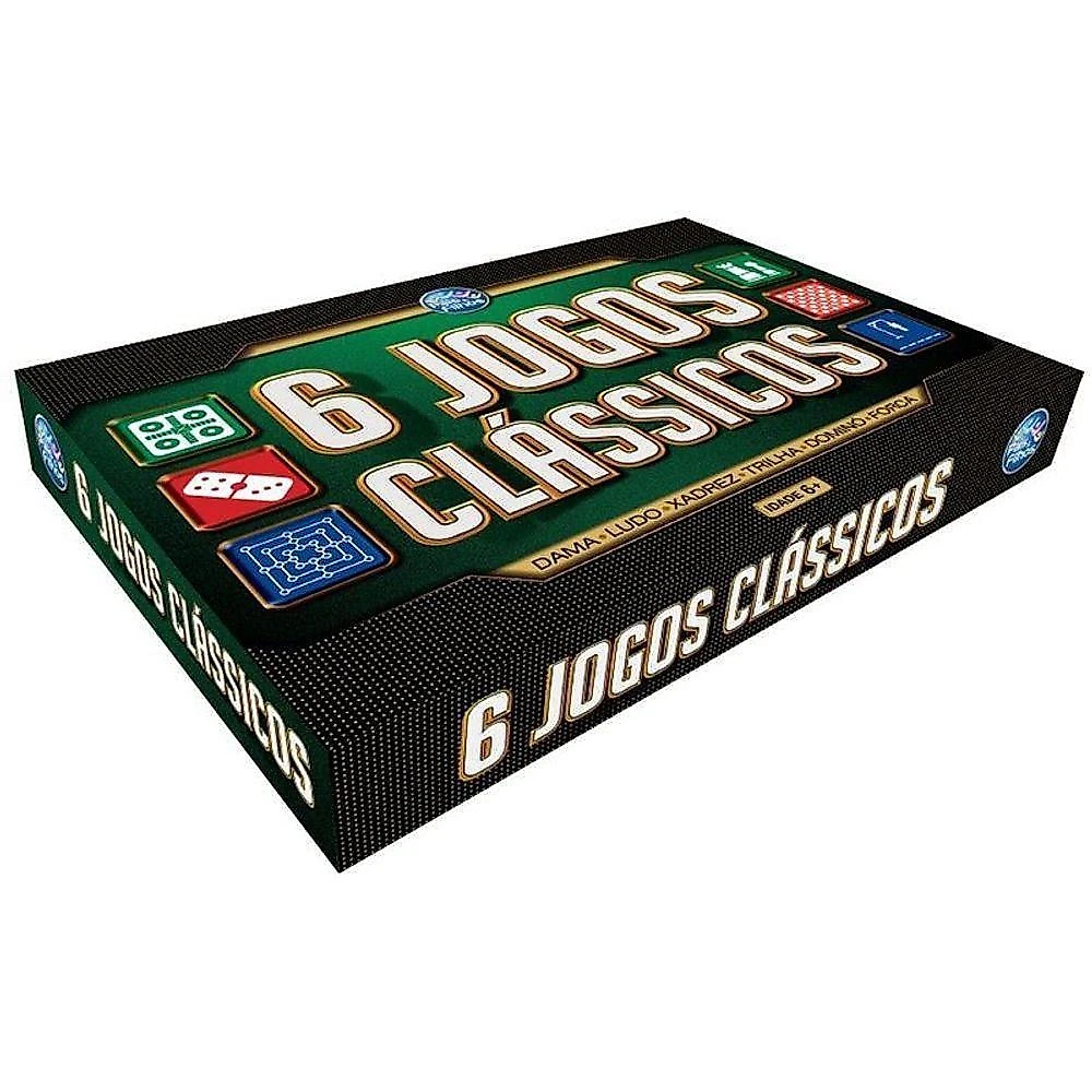 Jogo de Tabuleiro 6 Jogos Clássicos com Xadrez Dama Ludo e Dominó Pais & Filhos