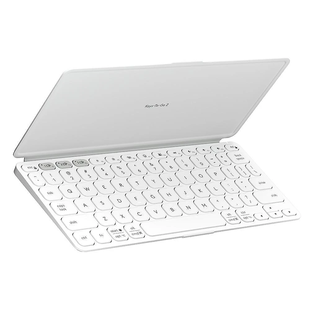 Teclado Sem Fio Logitech Keys-To-Go 2, Bluetooth, para Tablets, macOs, Windows, Capa Integrada, Claro - 920-012919