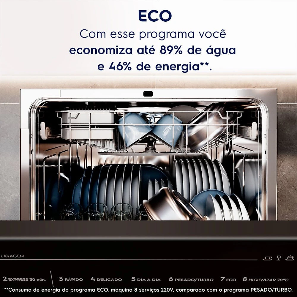 Lava Louça LP08E 8 Serviços com Programa Lava e Seca 50 min Electrolux Preto - 110V