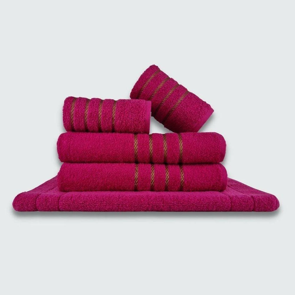 Jogo de Toalha 5 Peças Montreal 100% Algodão em Tecido 330g-m² Macio Absorvente Rosa