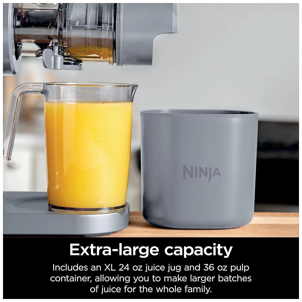 Extrator de Suco Ninja NeverClog Cold Press, Potente Slow Juicer com Controle Total de Polpa, Bancada, Elétrico, 2 Funções de Polpa,