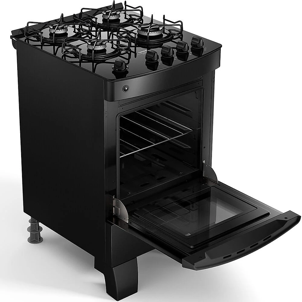Fogão a Gás Consul 4 Bocas com Mesa de Vidro, Preto - CFO4VCE Preto - Bivolt