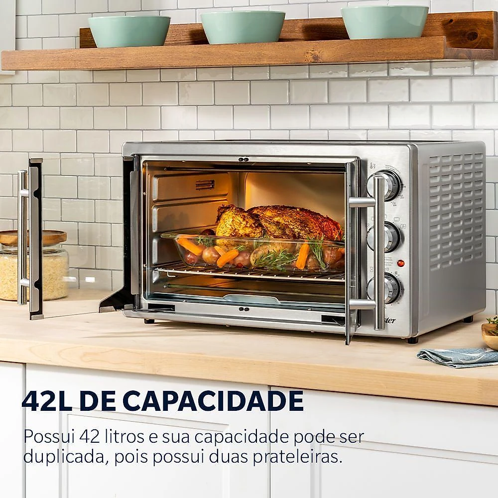 Forno e Fritadeira Sem Óleo Oster 42L French Door 2 Em 1 110V
