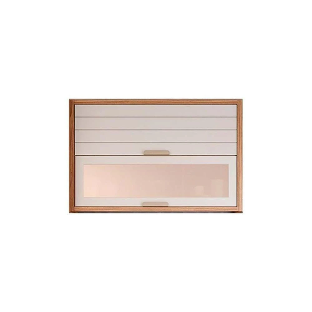 Armário De Cozinha Modulado Eloise 2 Portas Basculante C/ Vidro Reflecta 120cm Freijo/off White - Mgm