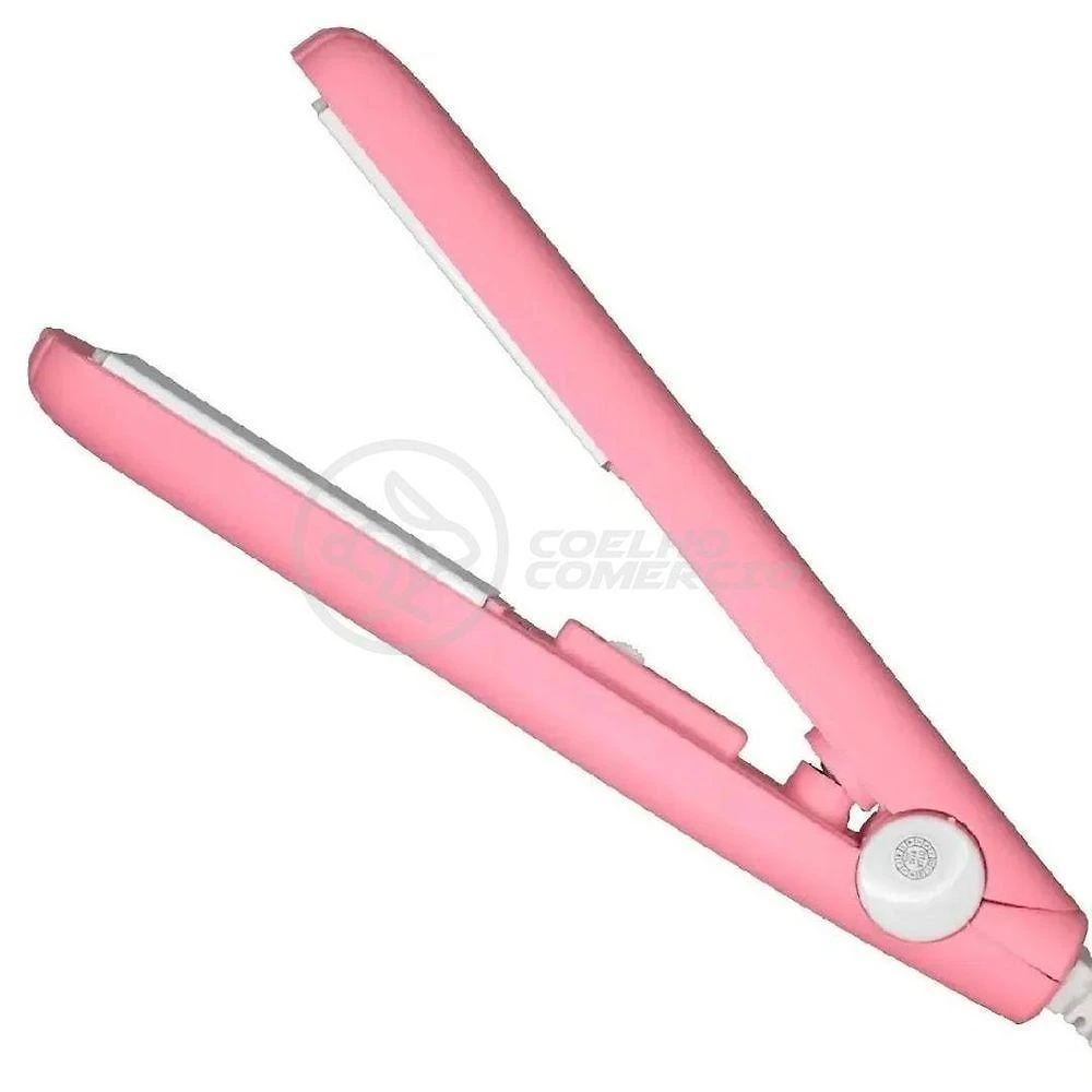 Mini Chapinha Prancha Portátil Morina Placas Cerâmica 160° Rosa Smart Tech Bivolt