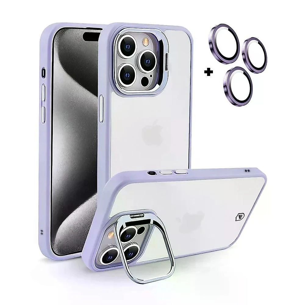 Kit Capa e Película Gshield Gravity para Iphone 15 Pro Max com Proteção Contra Impactos Lilás 1