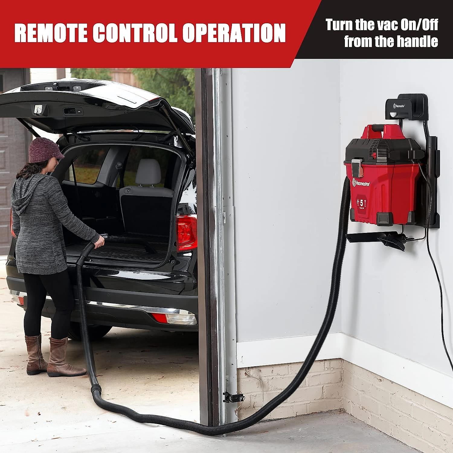 Vacmaster Aspirador de Pó Seco e Úmido 18L com Controle R emoto e Suporte de Parede 110V Vermelho