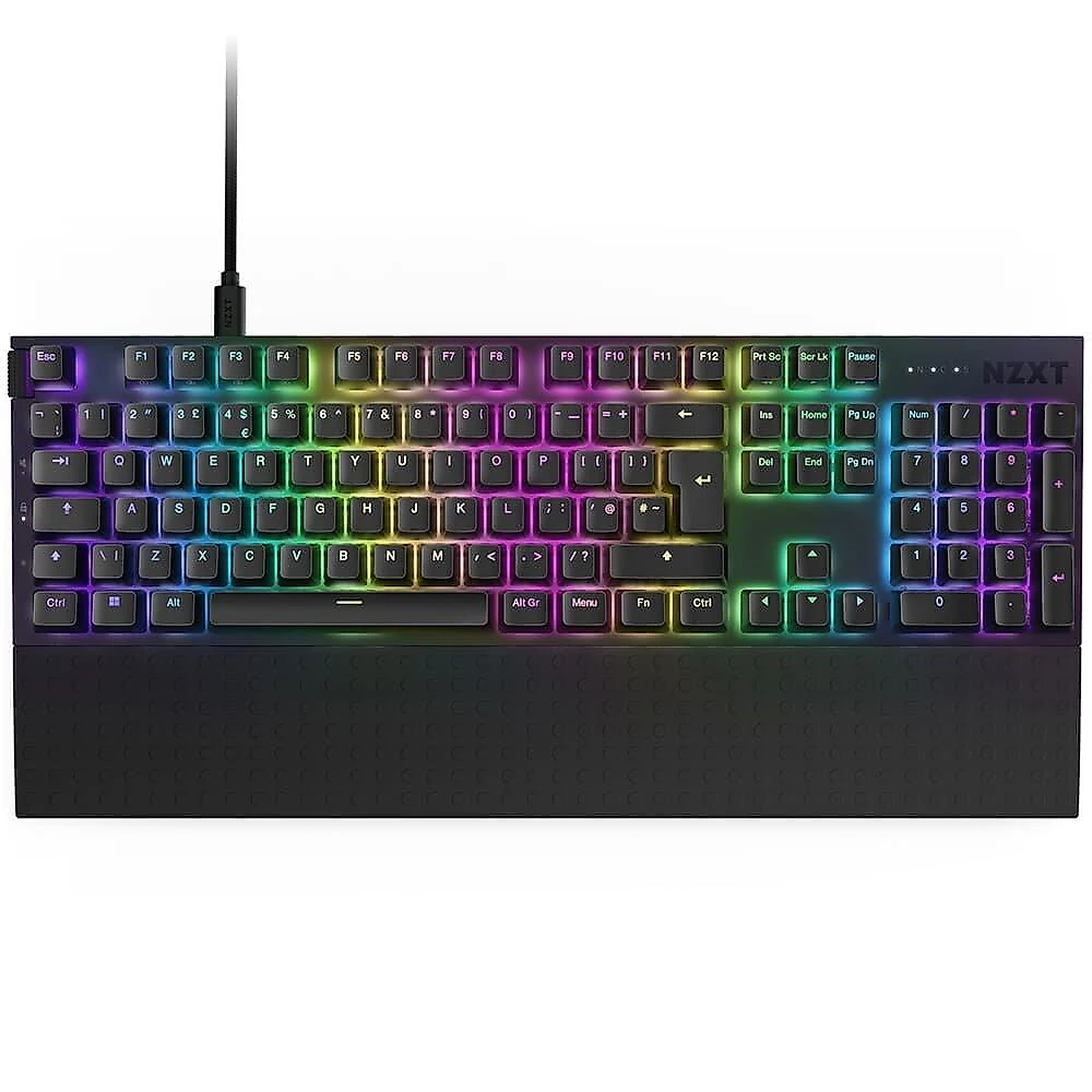 Teclado Óptico Gamer NZXT Function 2 Full Size, RBG, USB-C, Layout US, Preto - KB-001NB-US