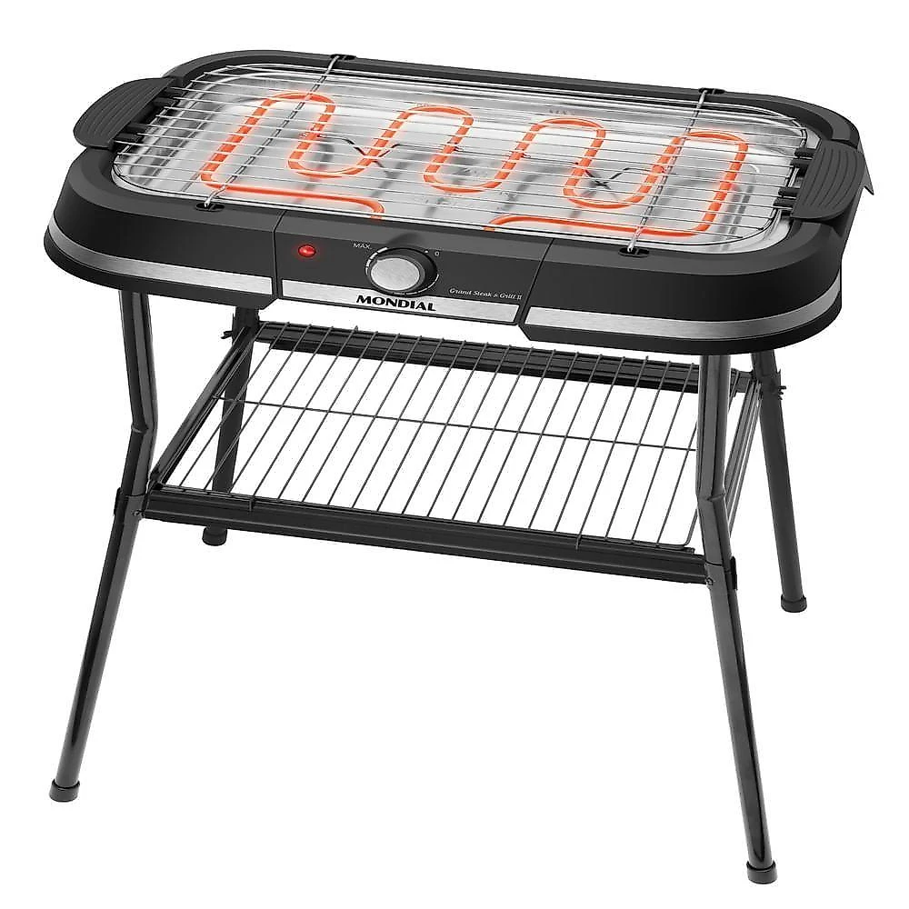 Churrasqueira Elétrica Mondial CH-09 Grand Steak Grill II 1800W Sem Fumaça Preto 110V