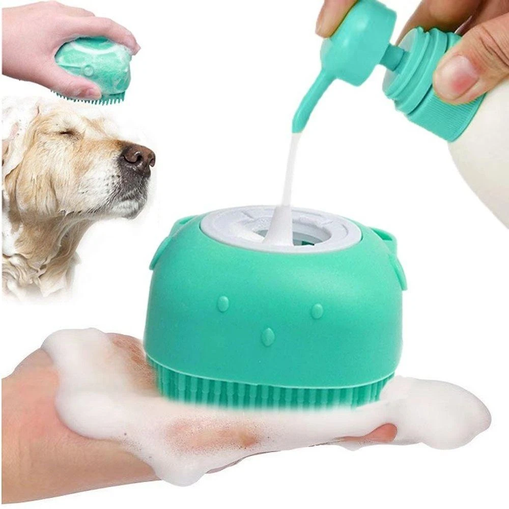 Esponja para Banho com Dispenser Infantil e Pet em Silicone Macio 80ml com Cerdas Massageadoras OEM