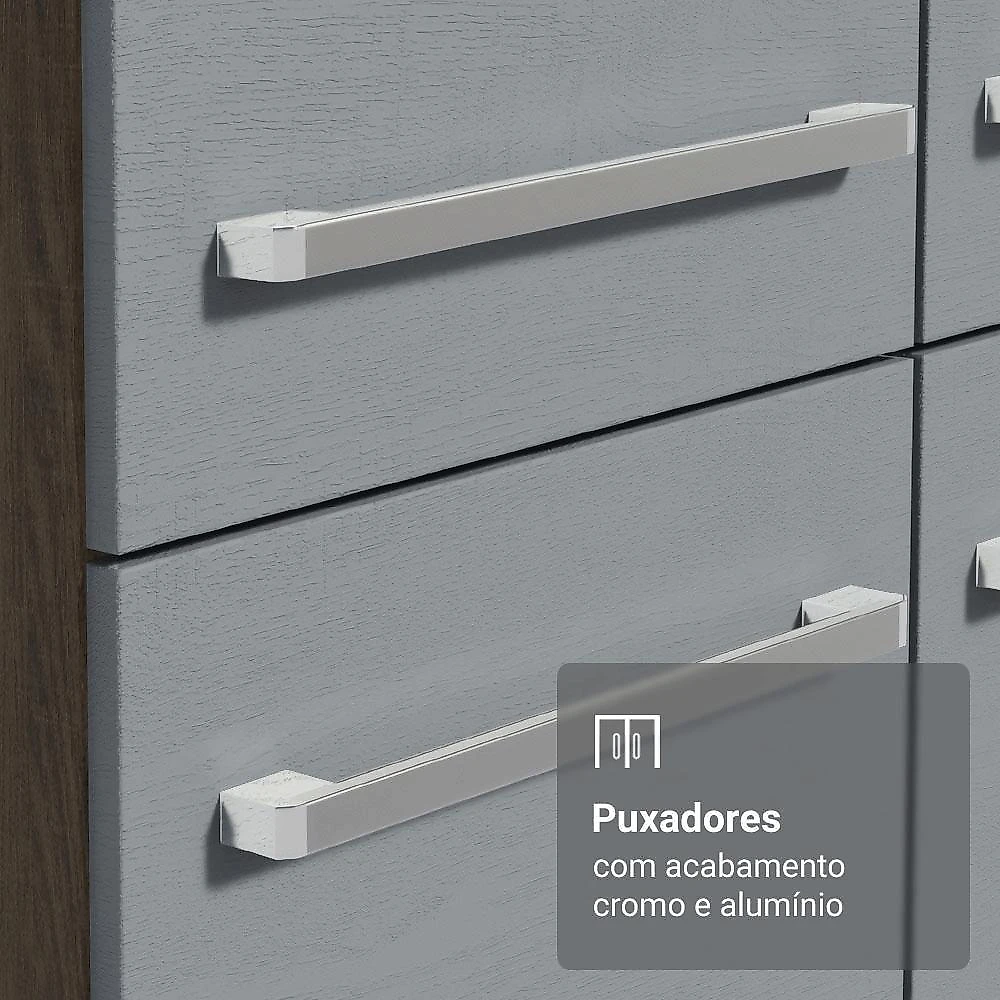 Armário De Cozinha Compacta 156 Cm Rustic-cinza Emilly Madesa 01