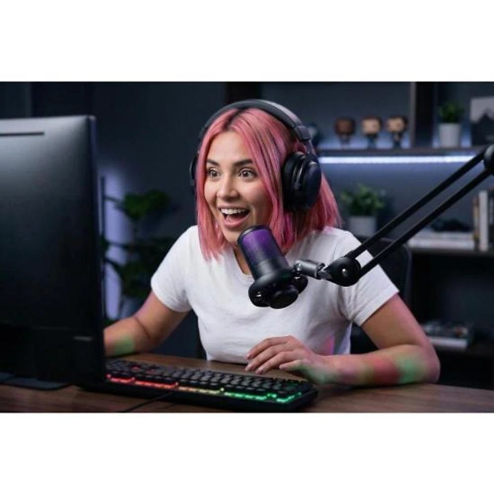 Microfone Gamer USB Mic10 para Lives com Padrao Cardioide Preto Fortrek