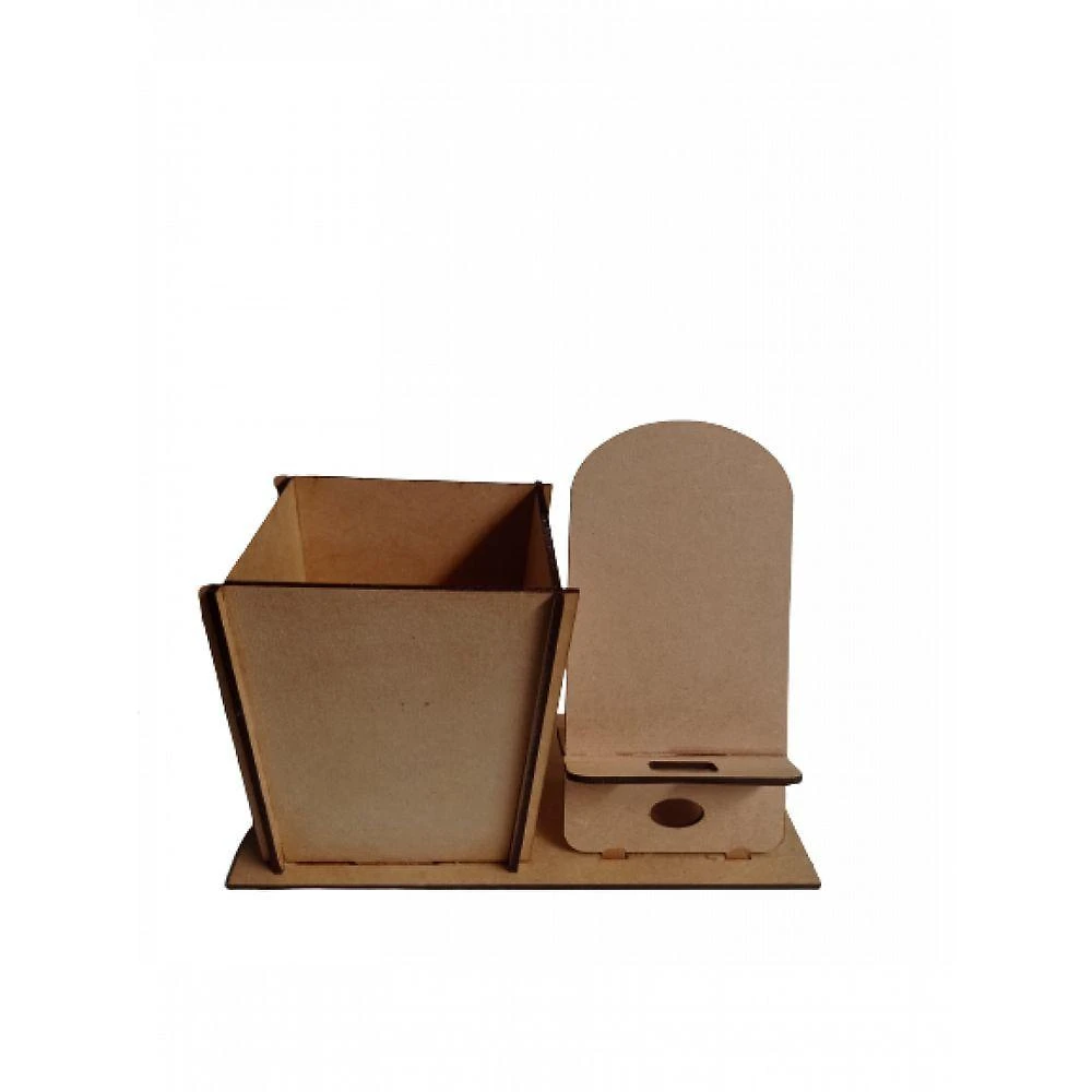 Porta Canetas com Suporte para Celular Trovarelli Móveis F031 Base com Passagem para Cabo Amadeirado