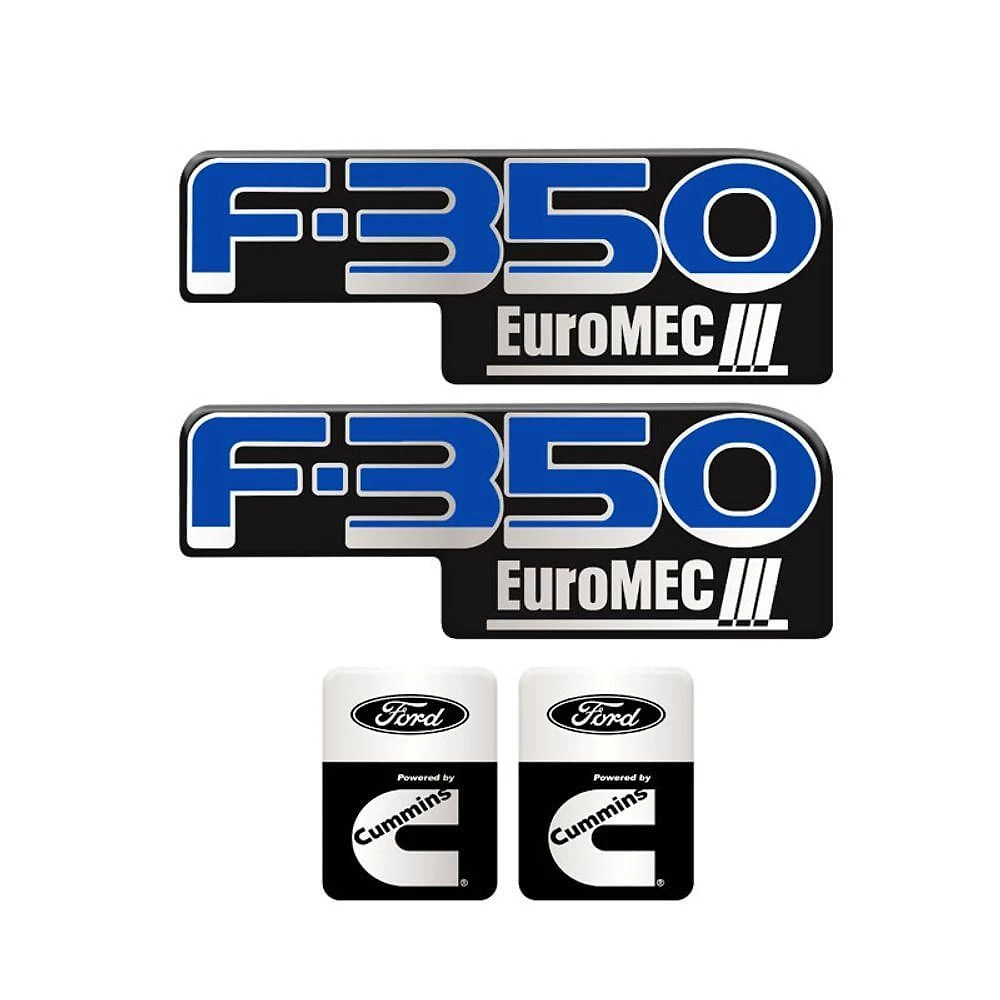 Kit Emblema Ford F-350 Cumins Adesivo Resinado Azul