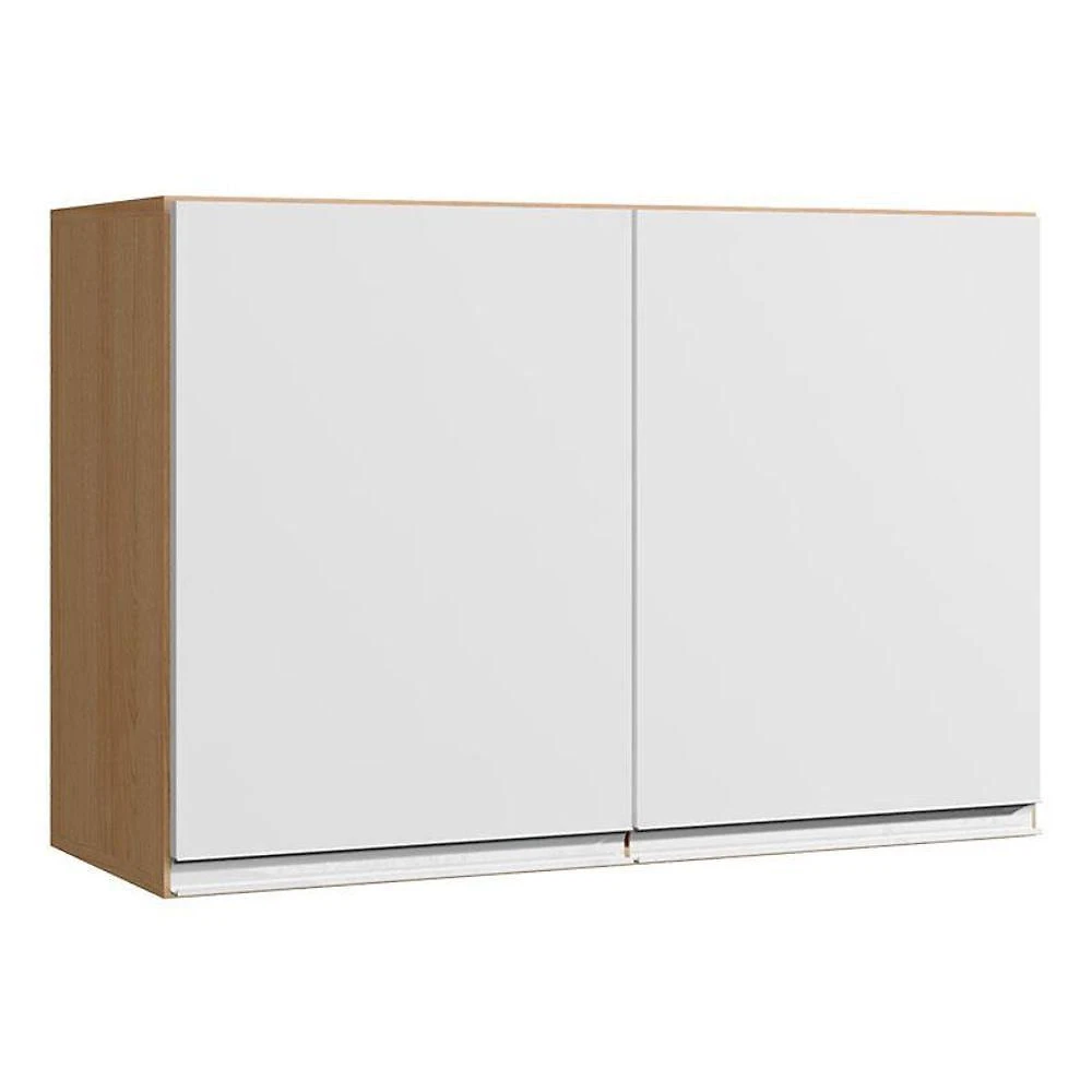 Armário Aéreo Para Cozinha Andréia 2 Portas 80 Cm Branco Amendoa - Ajl