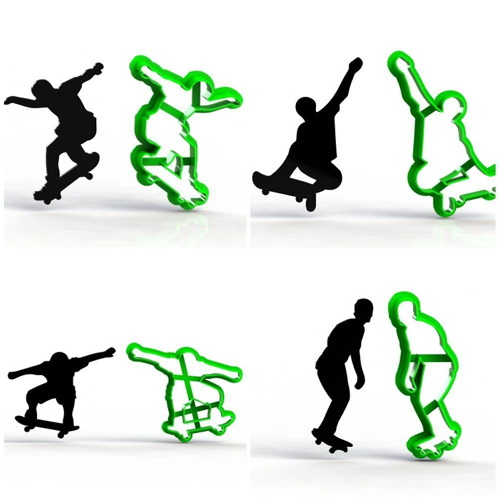 Cortador Skatista Plástico PLA 6CM Kit 4 Modelos HB Formas e Cortadores