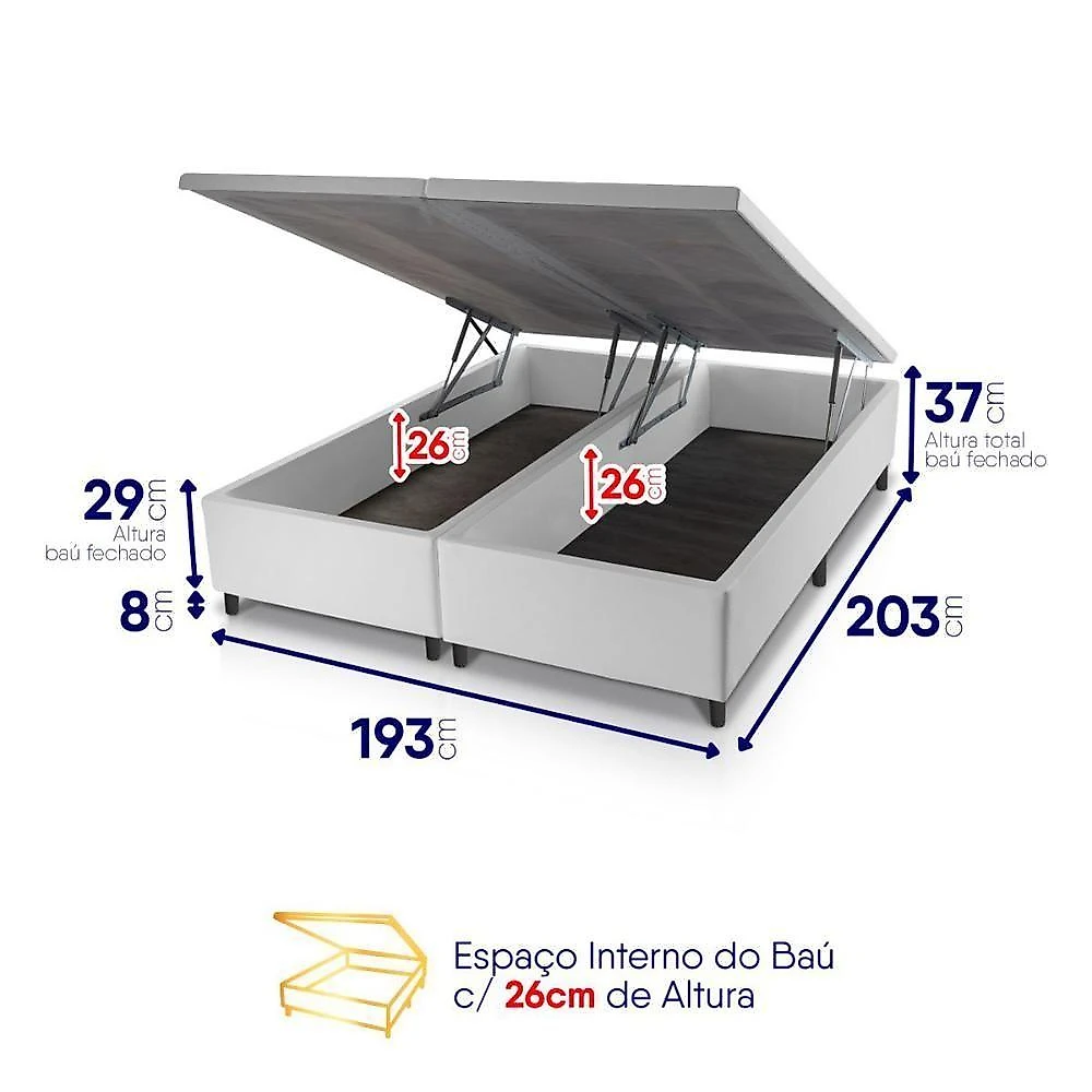 Cama Box Baú Durban Espuma D28 King 193x203 King House