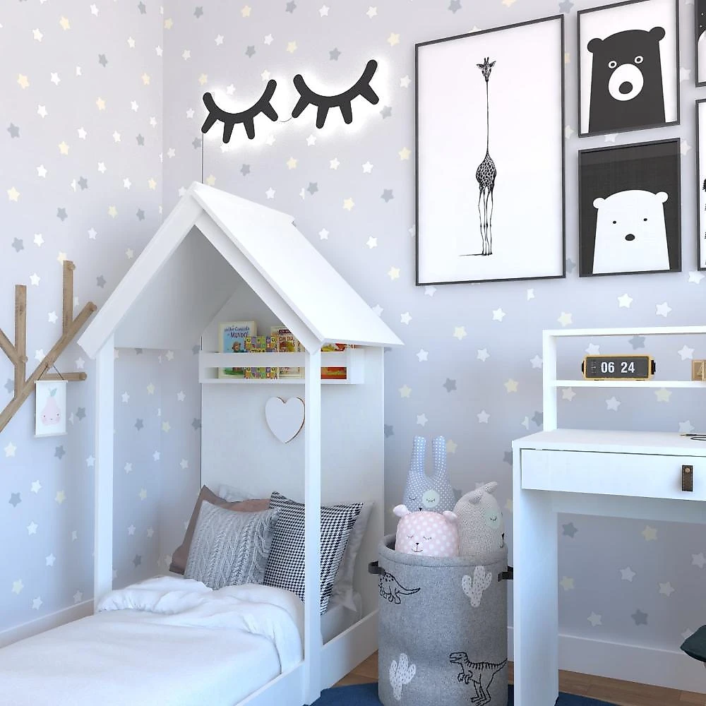 Conjunto Infantil com Cama e Escrivaninha Bramov Móveis Branco