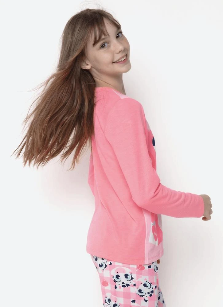 Pijama manga longa viscolycra menina teen vaca romântica