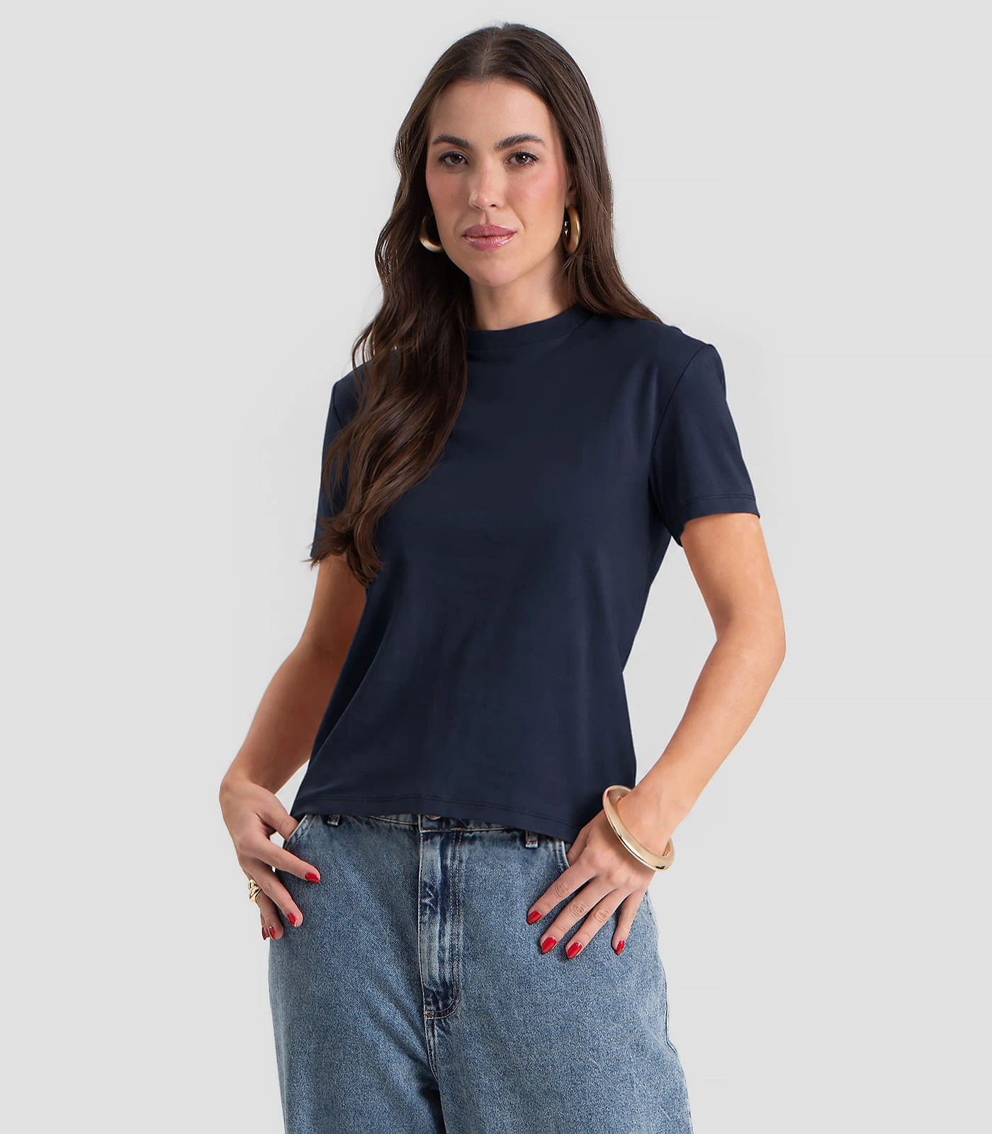 Blusa Feminina Suedine Gola Reforçada Dianna Azul