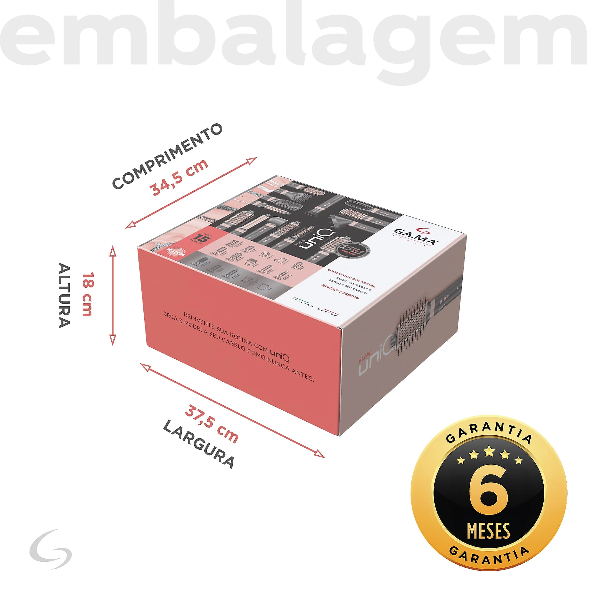 Secador Multistyler UniQ Flow 15 em 1 Bivolt Secador Modelador GA.MA UniQ Flow 15 em 1