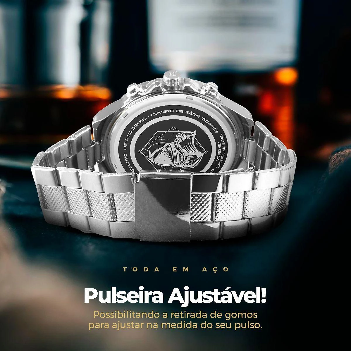 Miniatura Relogio Masculino Caixa Prata Prova Dagua Aço Inoxidavel