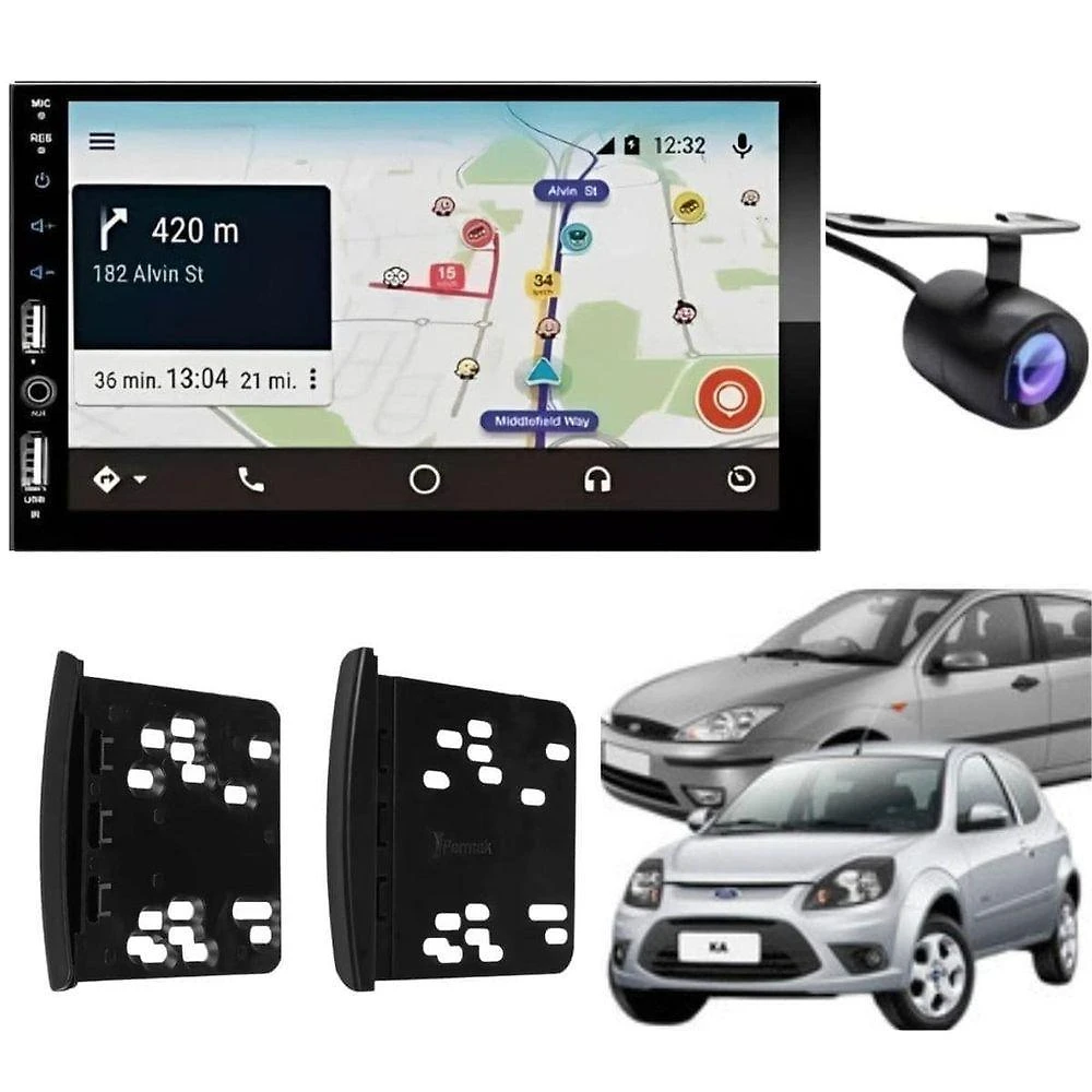 Central Multimídia Automotiva 2DIN 7810H 710H com Bluetooth e Câmera de Ré para Android e Ios