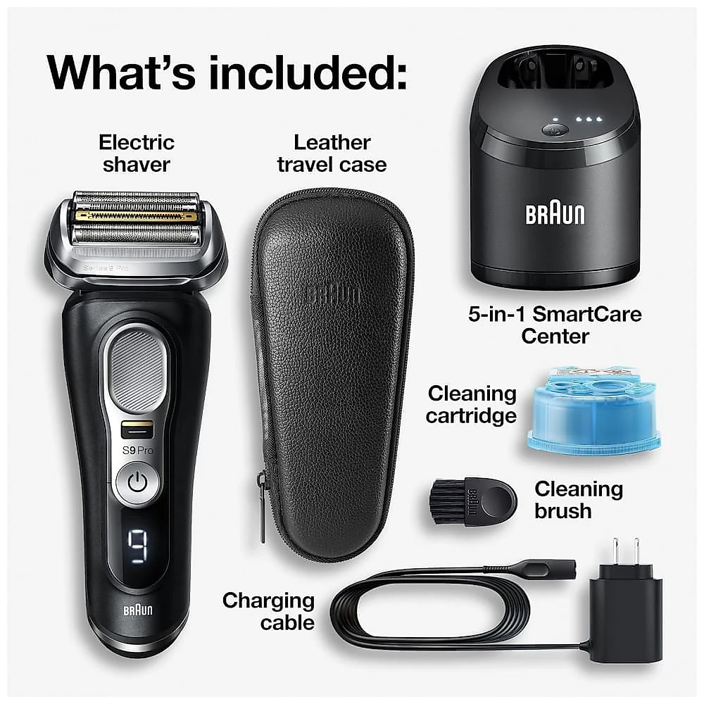 Barbeador Elétrico Masculino Portátil Braun 9460cc com Aparador de Barba ProLift e SmartCare de Limpeza, Preto