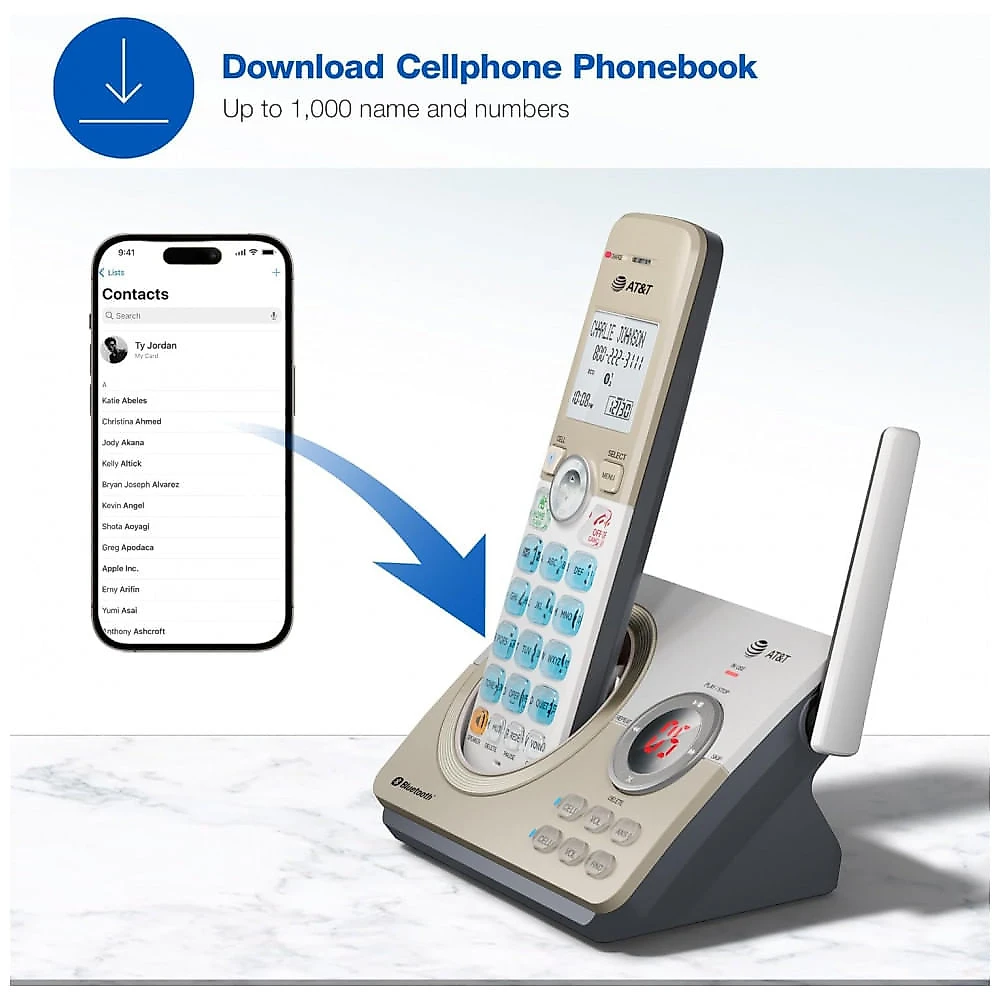Telefone Sem Fio Residencial AT&T DL72219 DECT 6.0 Branco com 2 Handsets, Tela Retroiluminada 1,8", Bloqueio de Chamadas Inteligente