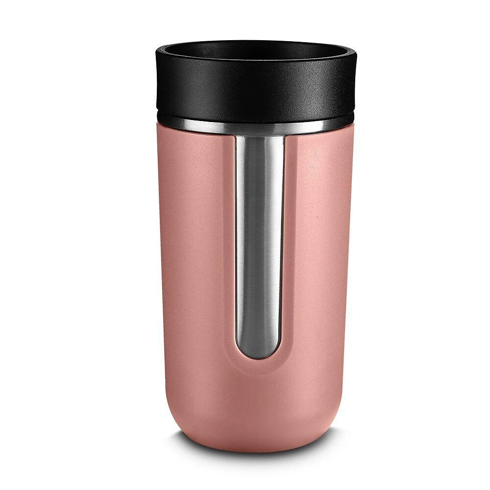 Copo Térmico com Tampa Aço Inox Parede Dupla 400ml Rosa com Isolamento a Vácuo e Fluxo Controlado