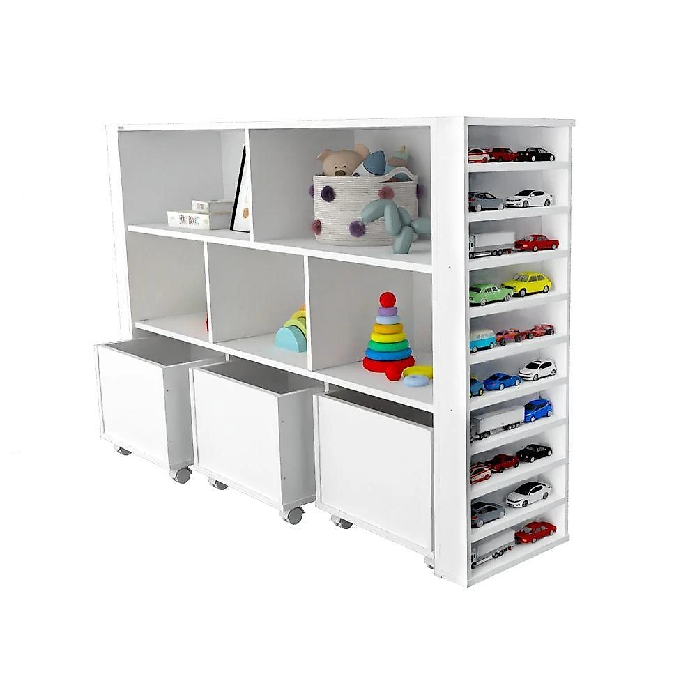 Organizador Infantil Natalino com Baús e Nichos MDF 142CM Branco Woodcore