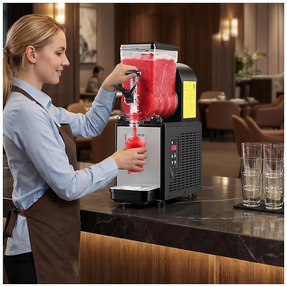Máquina de Slush Raspadinha VEVOR 6L Frozen Drink Commercial Auto Limpeza Preto 110V