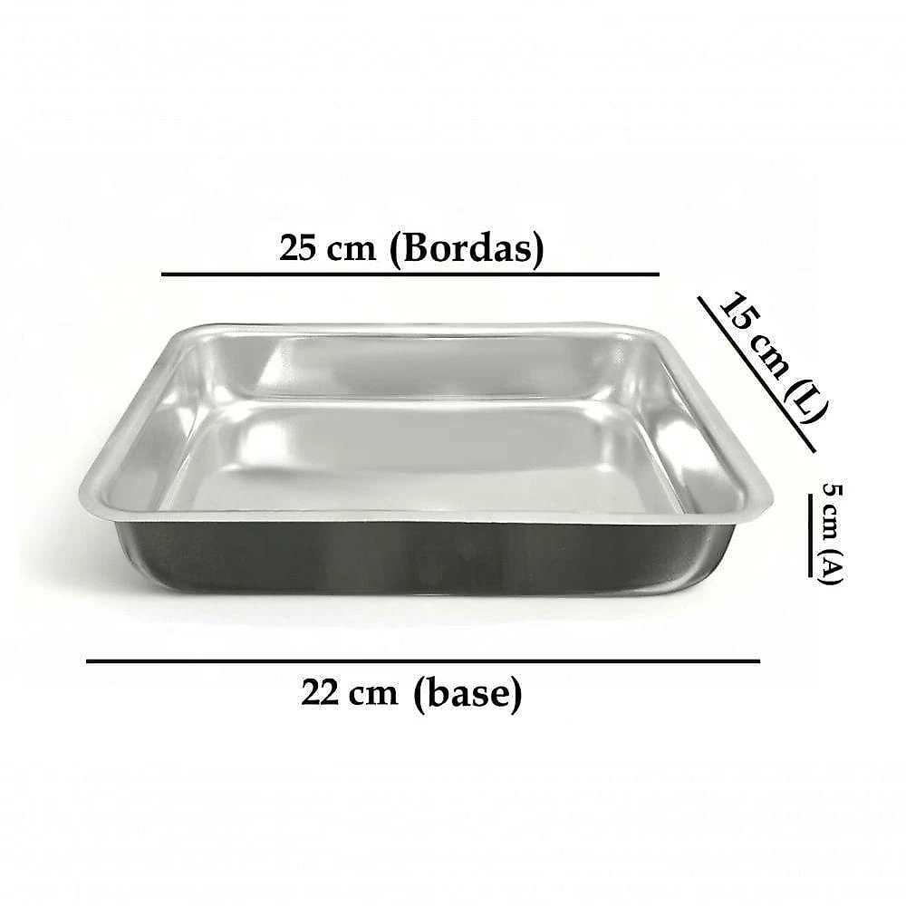 Kit 3 Formas Assadeiras Cuca Tradicional Alumínio 1,40L para Bolos Tortas e Receitas Diversas Prata