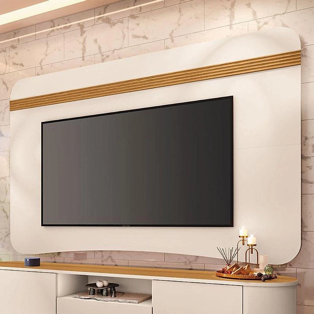 Painel Suspenso Armony Off White Cinamomo Com Mesa De Centro Sky Cinamomo - Hb Móveis