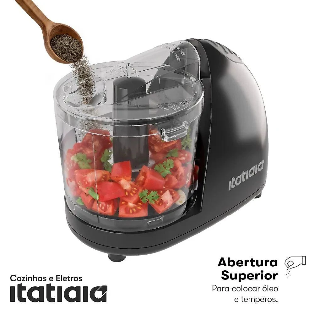 Mini Processador Itatiaia Mini Processador Preto 220V 0,38L Praticidade na Cozinha 220V