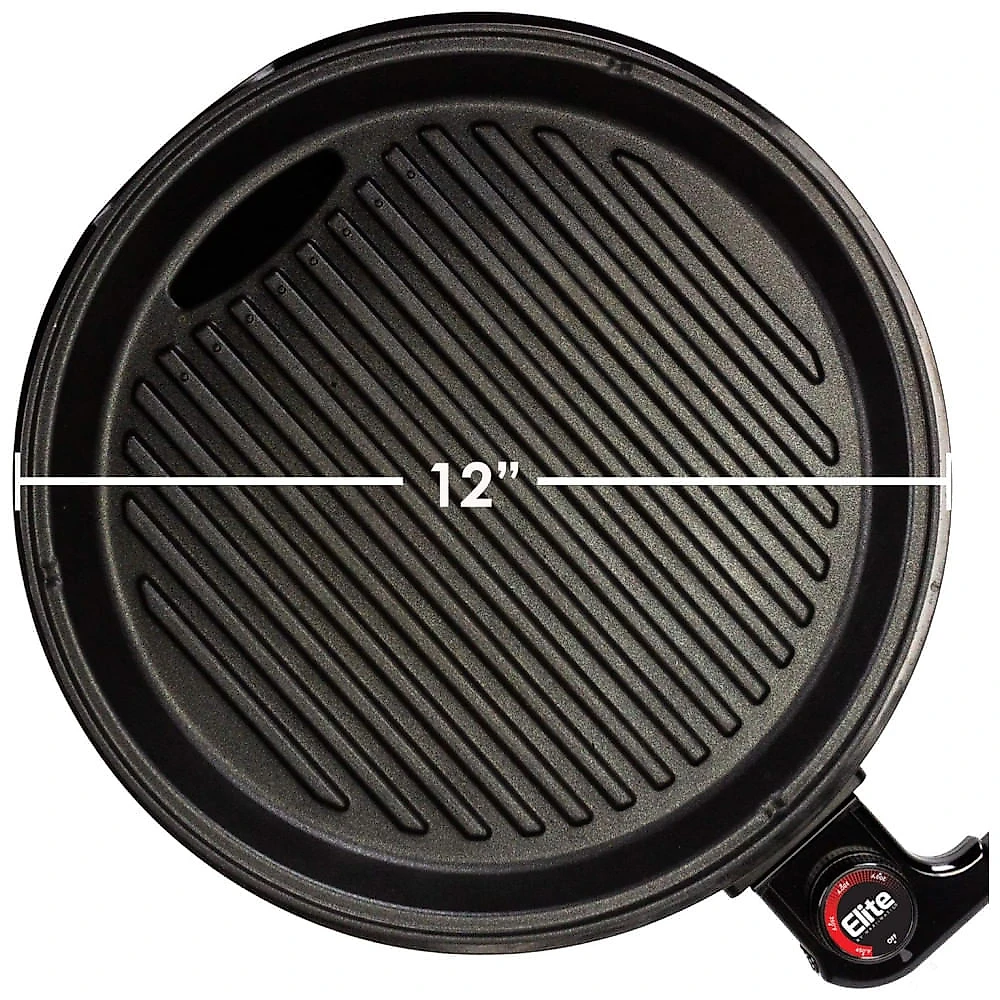 Churrasqueira Elétrica Indoor Elite Gourmet EMG6505G  Smokeless com Tampa de Vidro, Fácil de Limpar - Design Não-Grudento e Ajuste de Temperatura