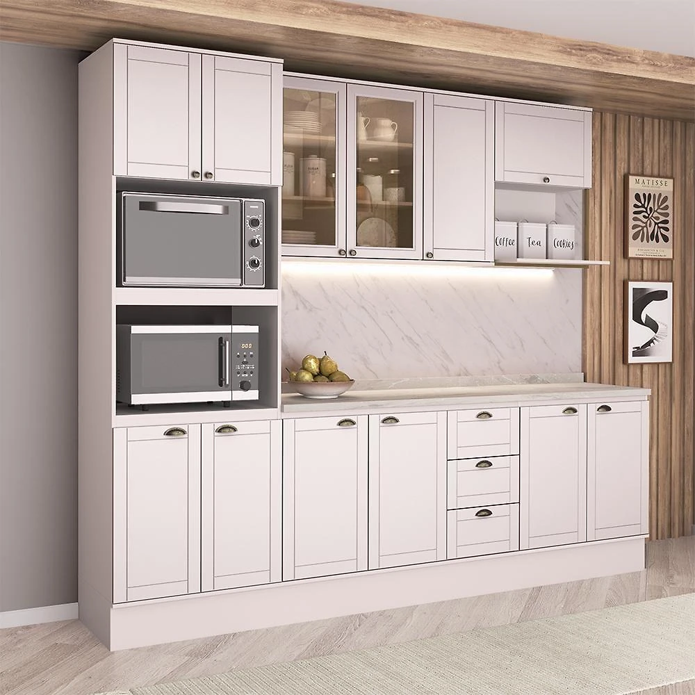 Cozinha Completa Milla Select 12 Portas 3 Gavetas MDF 270CM Branco