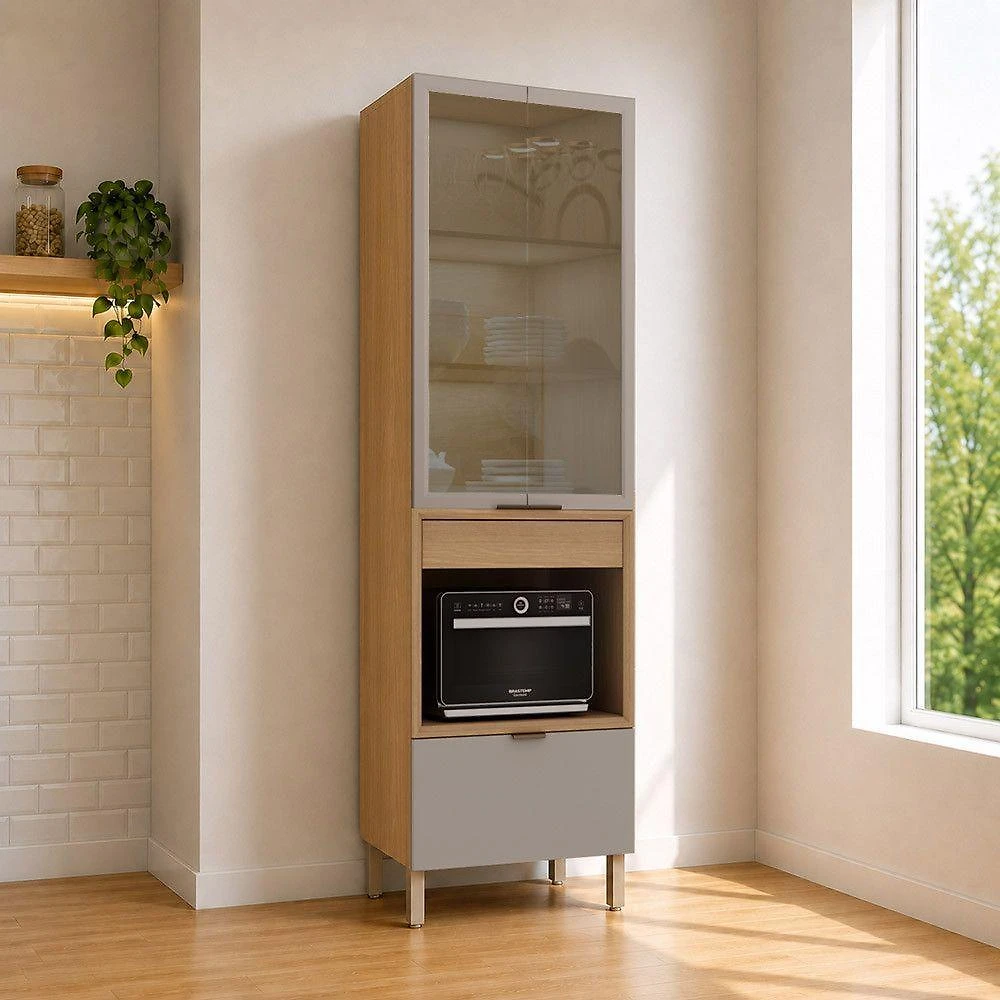 Paneleiro Vitra 2 Portas 2 Gavetas MDP-MDF 70CM Marrom Luciane Móveis